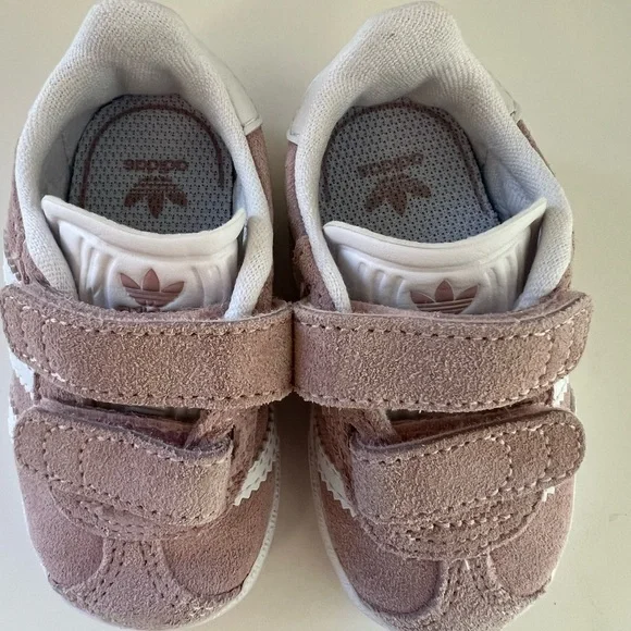 adidas | Shoes | Adidas Pink And White Velcro Gazelle Toddler Sneakers 4c  Or 4k | Poshmark